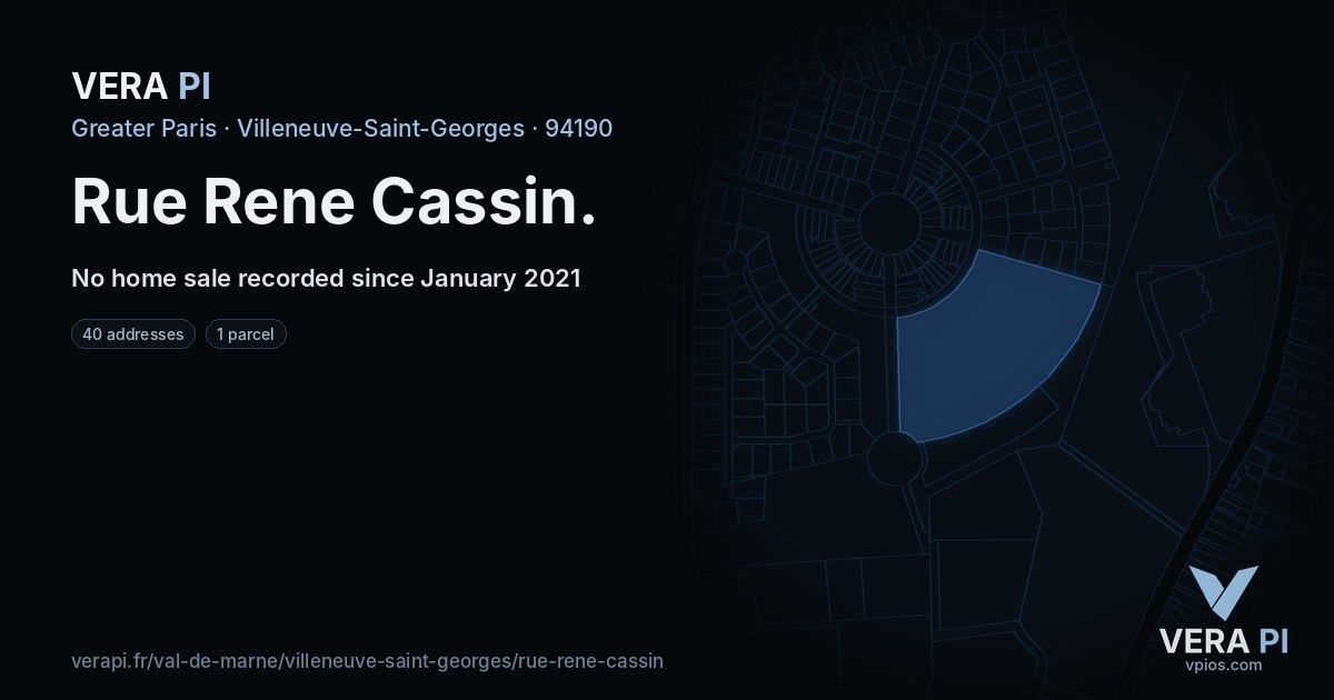 Rue Rene Cassin, Villeneuve-Saint-Georges at night – every parcel coloured by the prices around it, the street's own parcels lit