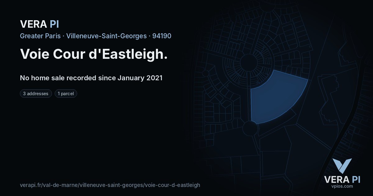 Voie Cour d'Eastleigh, Villeneuve-Saint-Georges at night – every parcel coloured by the prices around it, the street's own parcels lit
