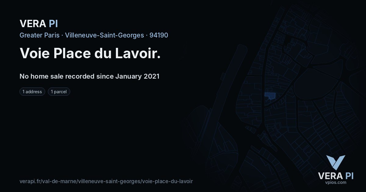 Voie Place du Lavoir, Villeneuve-Saint-Georges at night – every parcel coloured by the prices around it, the street's own parcels lit