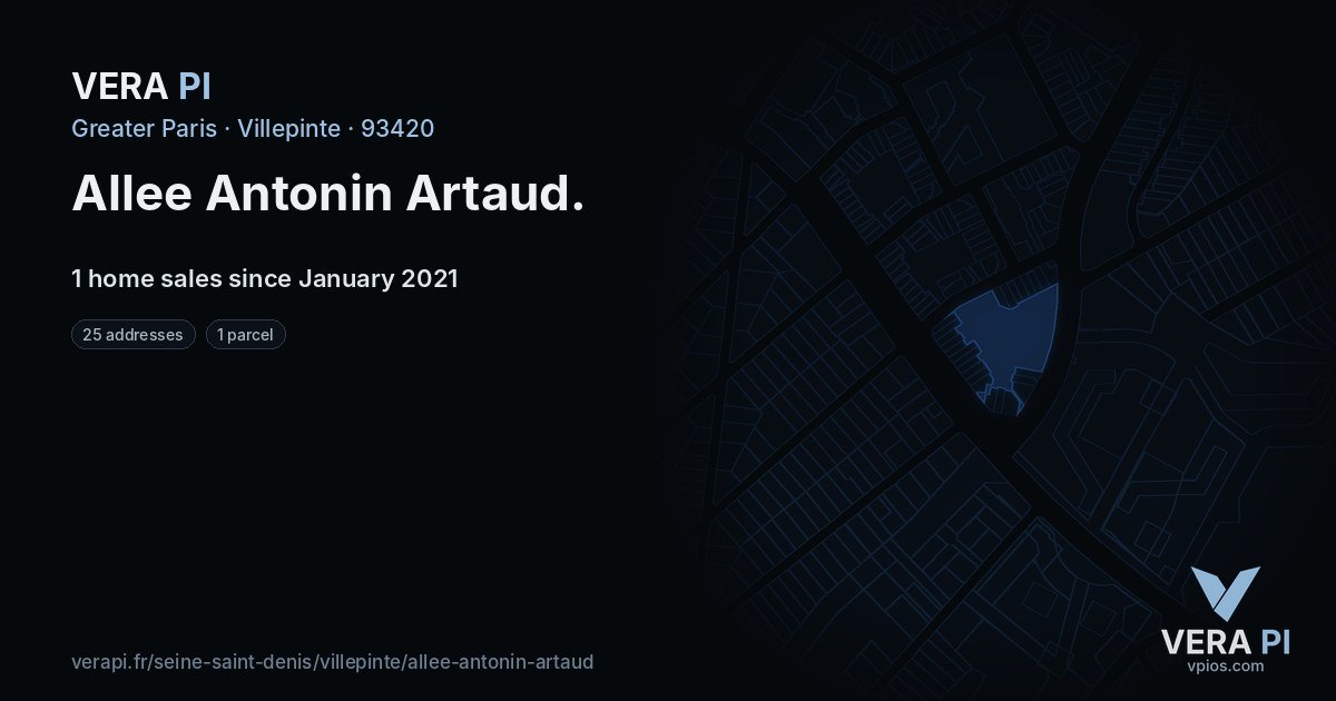 Allee Antonin Artaud, Villepinte at night – every parcel coloured by the prices around it, the street's own parcels lit