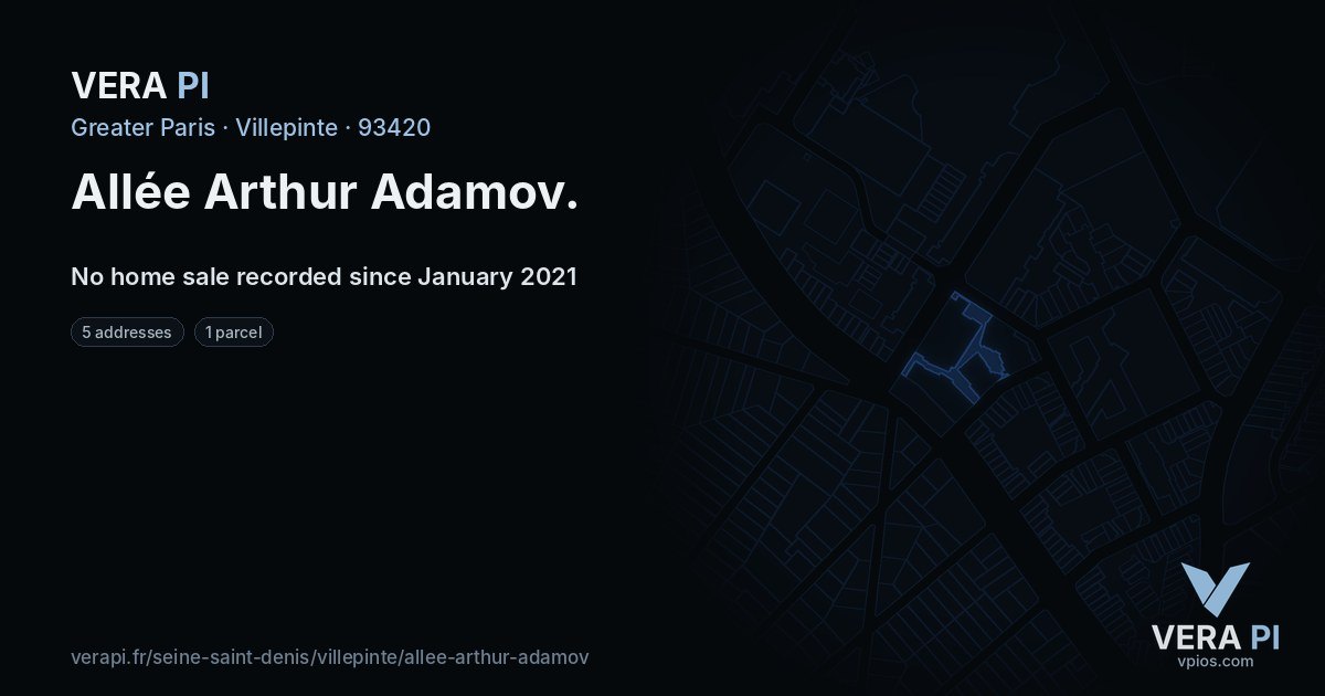 Allée Arthur Adamov, Villepinte at night – every parcel coloured by the prices around it, the street's own parcels lit