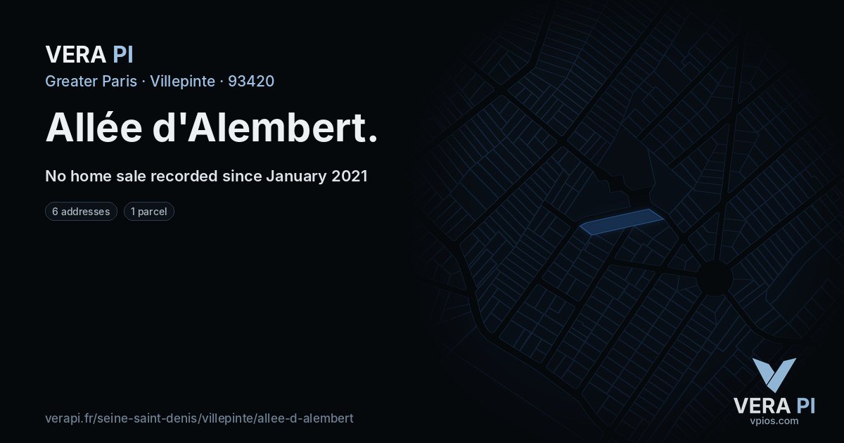 Allée d'Alembert, Villepinte at night – every parcel coloured by the prices around it, the street's own parcels lit