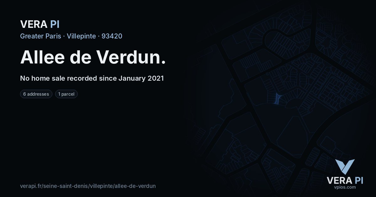 Allee de Verdun, Villepinte at night – every parcel coloured by the prices around it, the street's own parcels lit