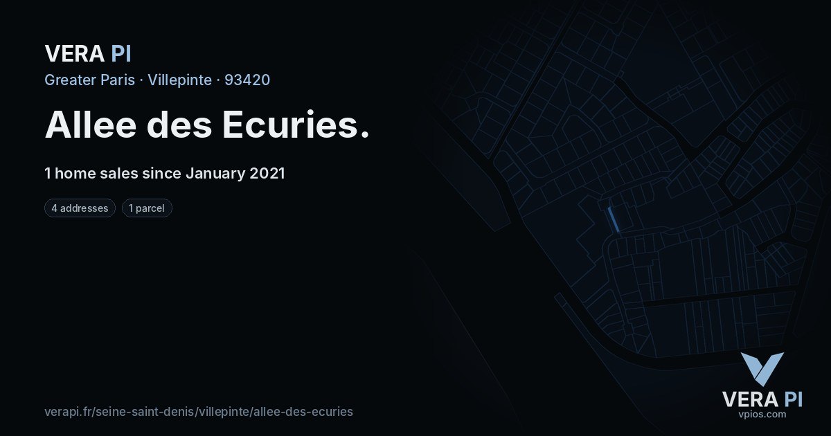 Allee des Ecuries, Villepinte at night – every parcel coloured by the prices around it, the street's own parcels lit