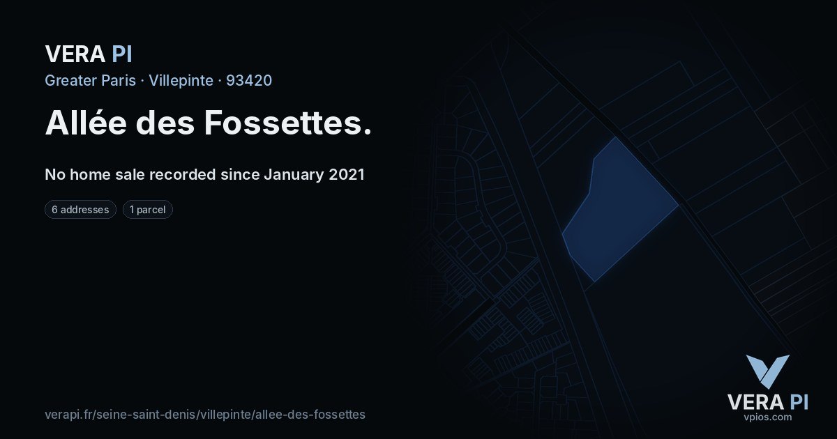 Allée des Fossettes, Villepinte at night – every parcel coloured by the prices around it, the street's own parcels lit