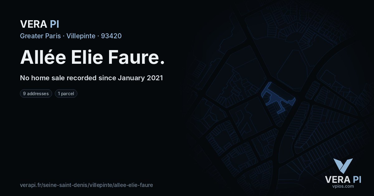 Allée Elie Faure, Villepinte at night – every parcel coloured by the prices around it, the street's own parcels lit