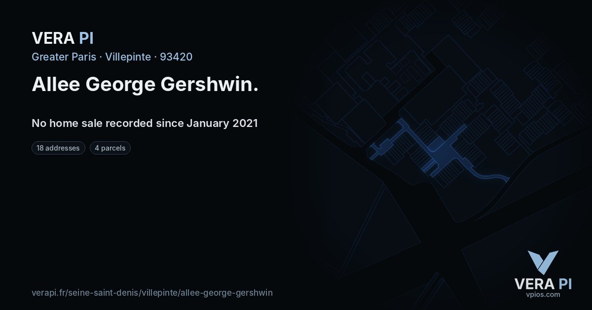 Allee George Gershwin, Villepinte at night – every parcel coloured by the prices around it, the street's own parcels lit