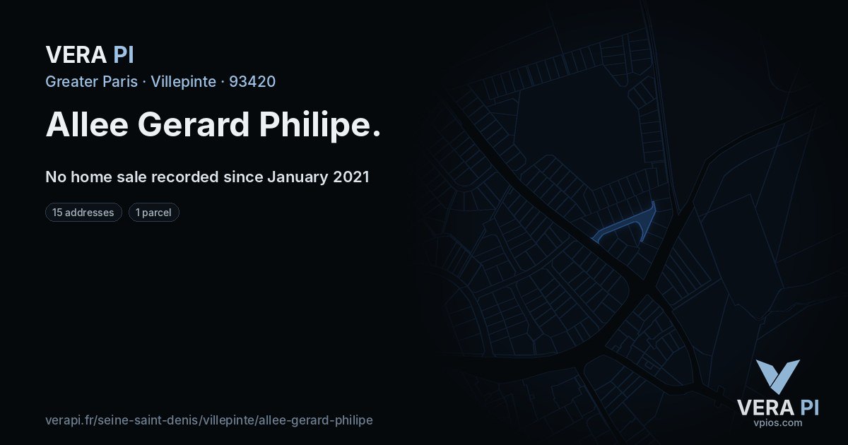 Allee Gerard Philipe, Villepinte at night – every parcel coloured by the prices around it, the street's own parcels lit