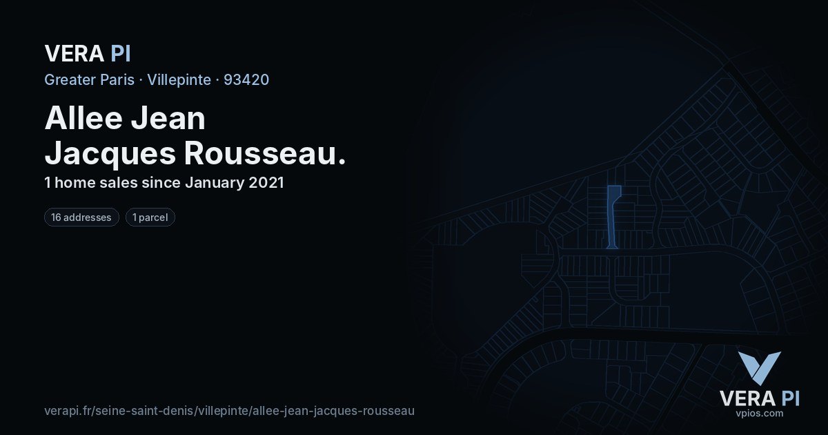Allee Jean Jacques Rousseau, Villepinte at night – every parcel coloured by the prices around it, the street's own parcels lit