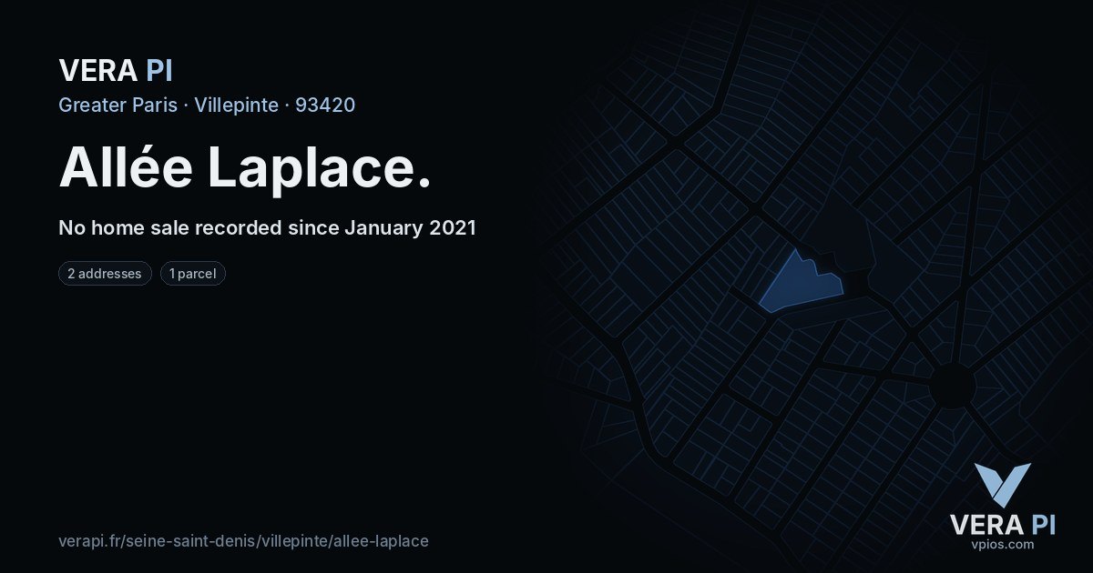 Allée Laplace, Villepinte at night – every parcel coloured by the prices around it, the street's own parcels lit