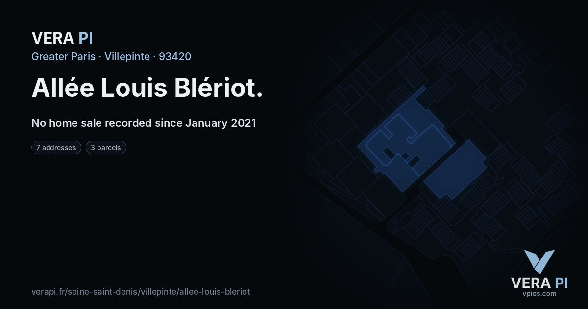 Allée Louis Blériot, Villepinte at night – every parcel coloured by the prices around it, the street's own parcels lit