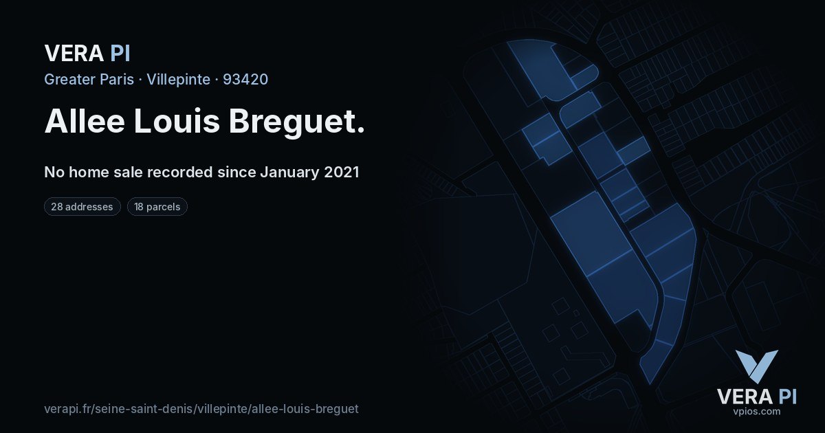 Allee Louis Breguet, Villepinte at night – every parcel coloured by the prices around it, the street's own parcels lit
