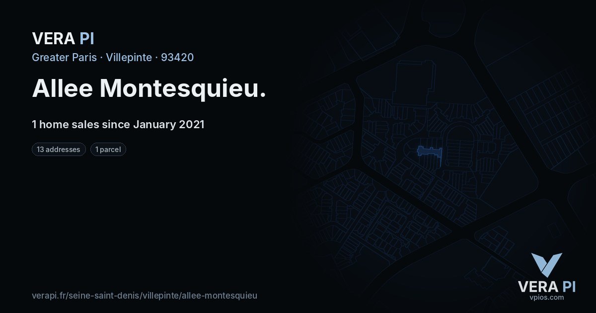 Allee Montesquieu, Villepinte at night – every parcel coloured by the prices around it, the street's own parcels lit