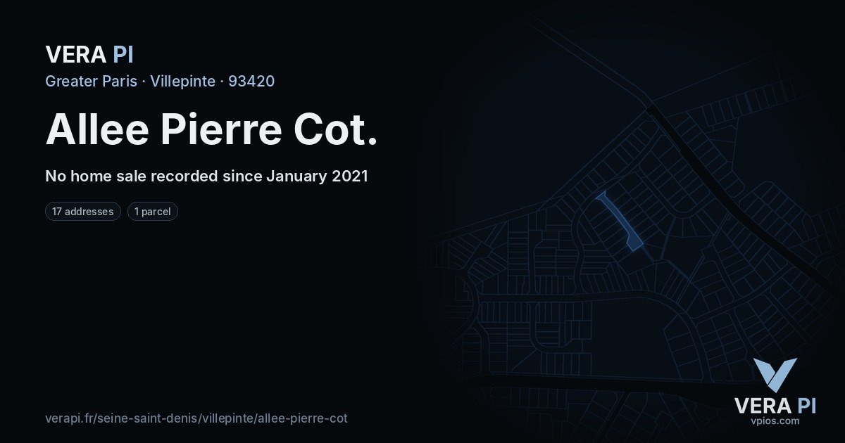 Allee Pierre Cot, Villepinte at night – every parcel coloured by the prices around it, the street's own parcels lit