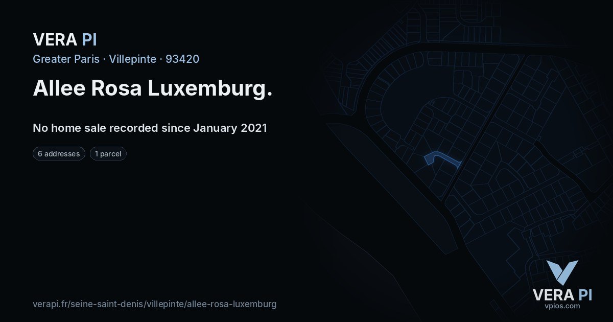 Allee Rosa Luxemburg, Villepinte at night – every parcel coloured by the prices around it, the street's own parcels lit