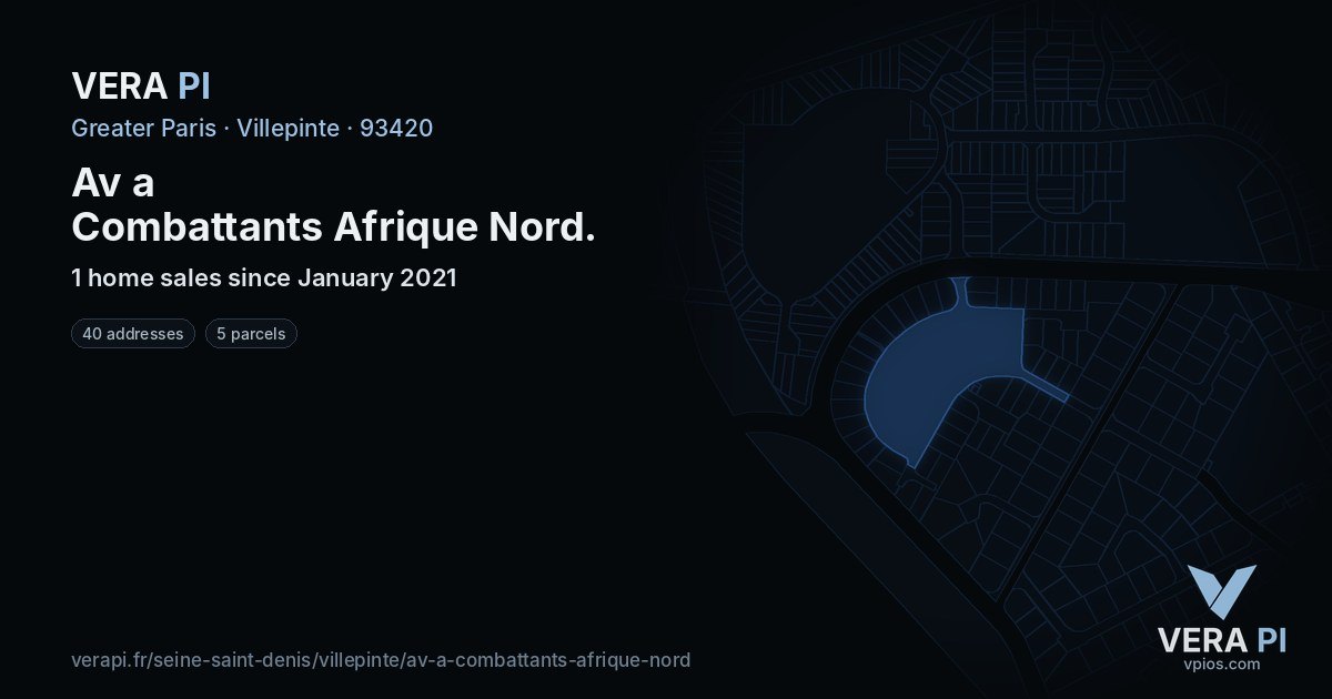 Av a Combattants Afrique Nord, Villepinte at night – every parcel coloured by the prices around it, the street's own parcels lit