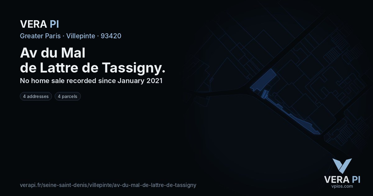 Av du Mal de Lattre de Tassigny, Villepinte at night – every parcel coloured by the prices around it, the street's own parcels lit