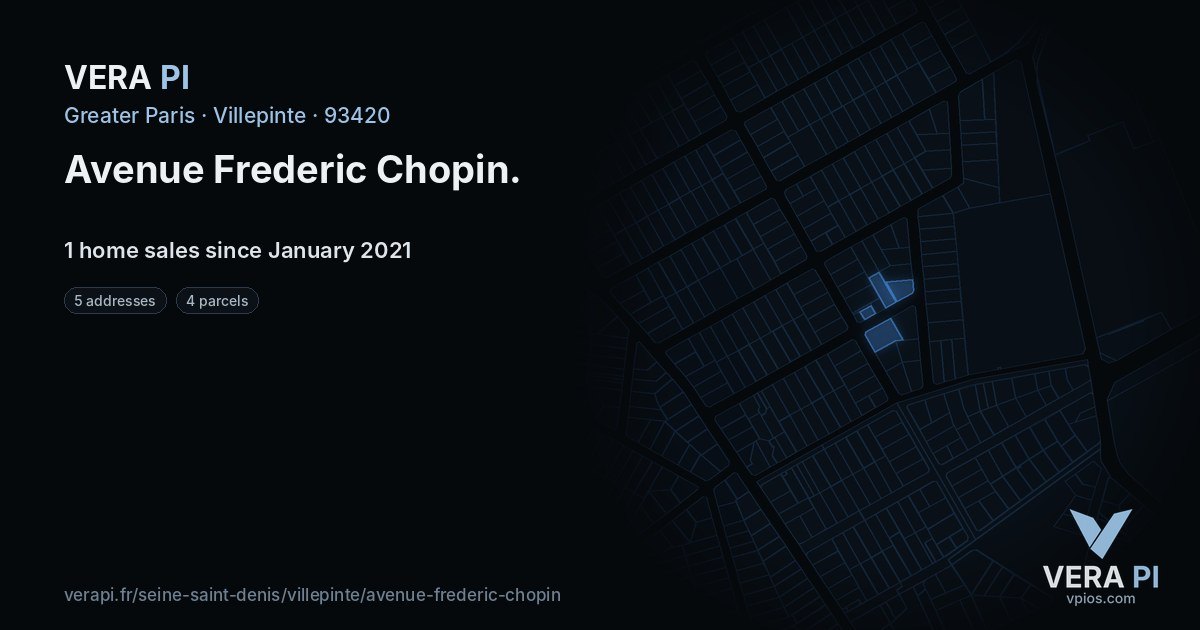 Avenue Frederic Chopin, Villepinte at night – every parcel coloured by the prices around it, the street's own parcels lit