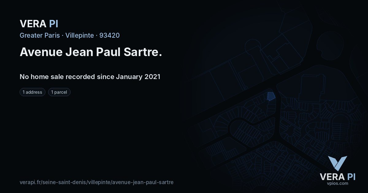 Avenue Jean Paul Sartre, Villepinte at night – every parcel coloured by the prices around it, the street's own parcels lit