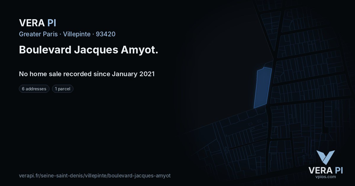 Boulevard Jacques Amyot, Villepinte at night – every parcel coloured by the prices around it, the street's own parcels lit