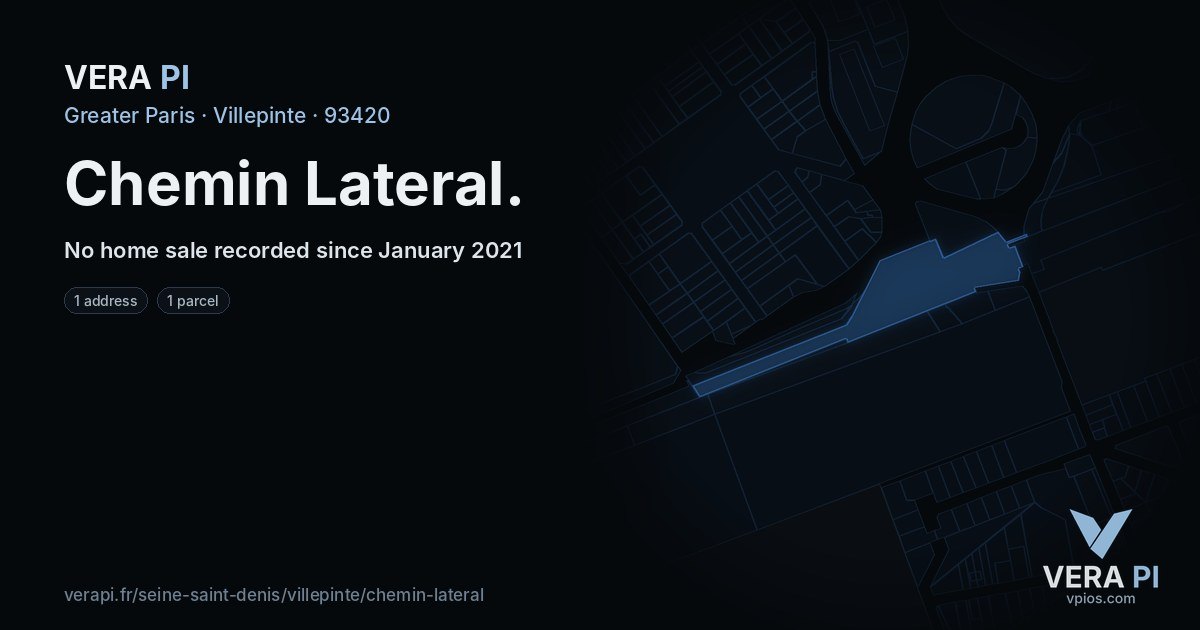 Chemin Lateral, Villepinte at night – every parcel coloured by the prices around it, the street's own parcels lit