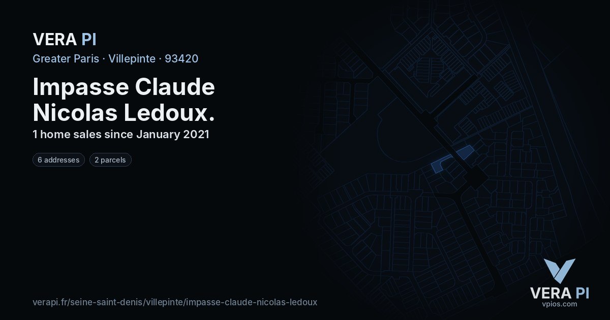 Impasse Claude Nicolas Ledoux, Villepinte at night – every parcel coloured by the prices around it, the street's own parcels lit