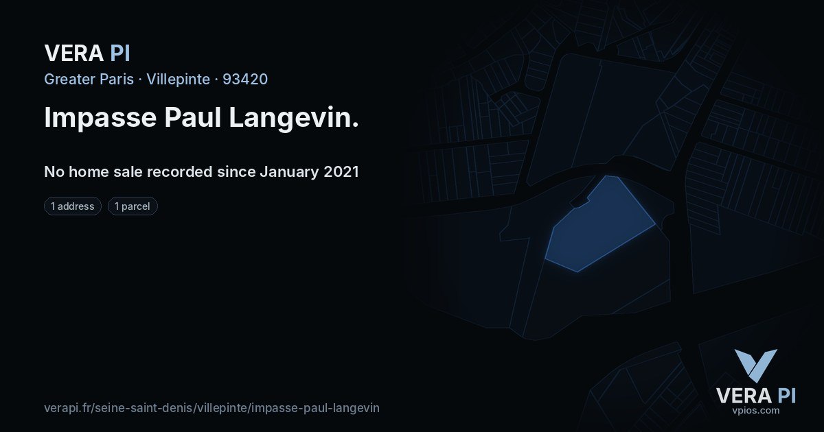 Impasse Paul Langevin, Villepinte at night – every parcel coloured by the prices around it, the street's own parcels lit