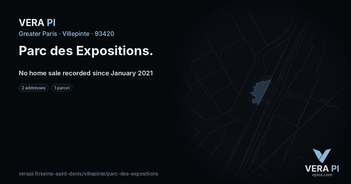Parc des Expositions, Villepinte at night – every parcel coloured by the prices around it, the street's own parcels lit