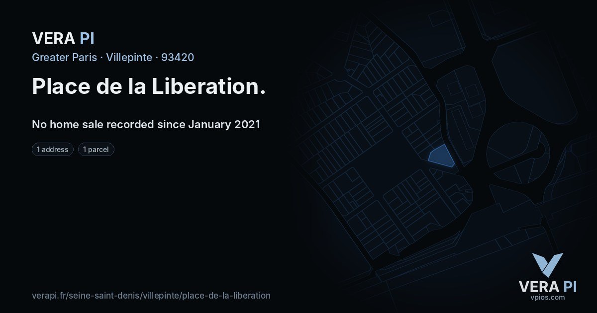 Place de la Liberation, Villepinte at night – every parcel coloured by the prices around it, the street's own parcels lit
