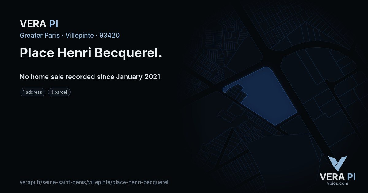 Place Henri Becquerel, Villepinte at night – every parcel coloured by the prices around it, the street's own parcels lit