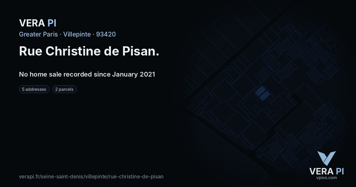 Rue Christine de Pisan, Villepinte at night – every parcel coloured by the prices around it, the street's own parcels lit