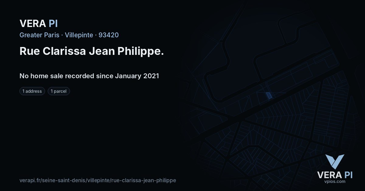 Rue Clarissa Jean Philippe, Villepinte at night – every parcel coloured by the prices around it, the street's own parcels lit
