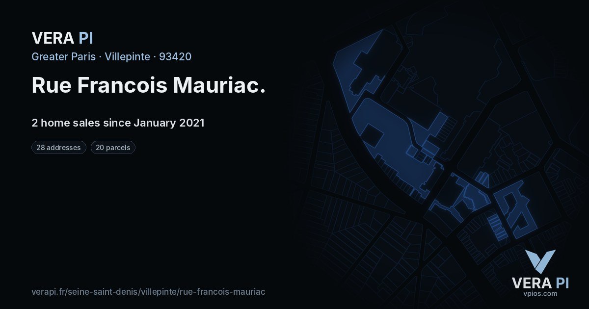 Rue Francois Mauriac, Villepinte at night – every parcel coloured by the prices around it, the street's own parcels lit