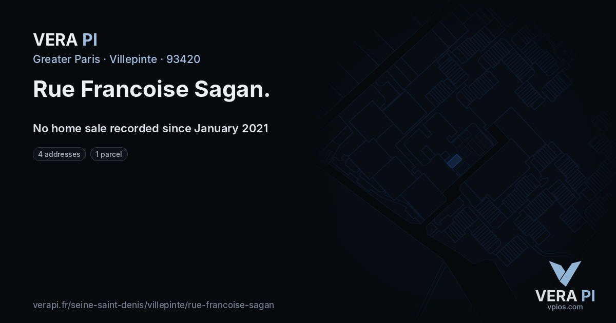 Rue Francoise Sagan, Villepinte at night – every parcel coloured by the prices around it, the street's own parcels lit