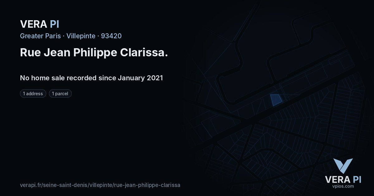 Rue Jean Philippe Clarissa, Villepinte at night – every parcel coloured by the prices around it, the street's own parcels lit