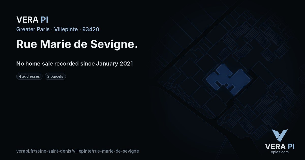 Rue Marie de Sevigne, Villepinte at night – every parcel coloured by the prices around it, the street's own parcels lit
