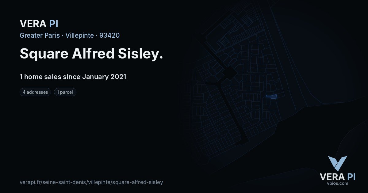 Square Alfred Sisley, Villepinte at night – every parcel coloured by the prices around it, the street's own parcels lit