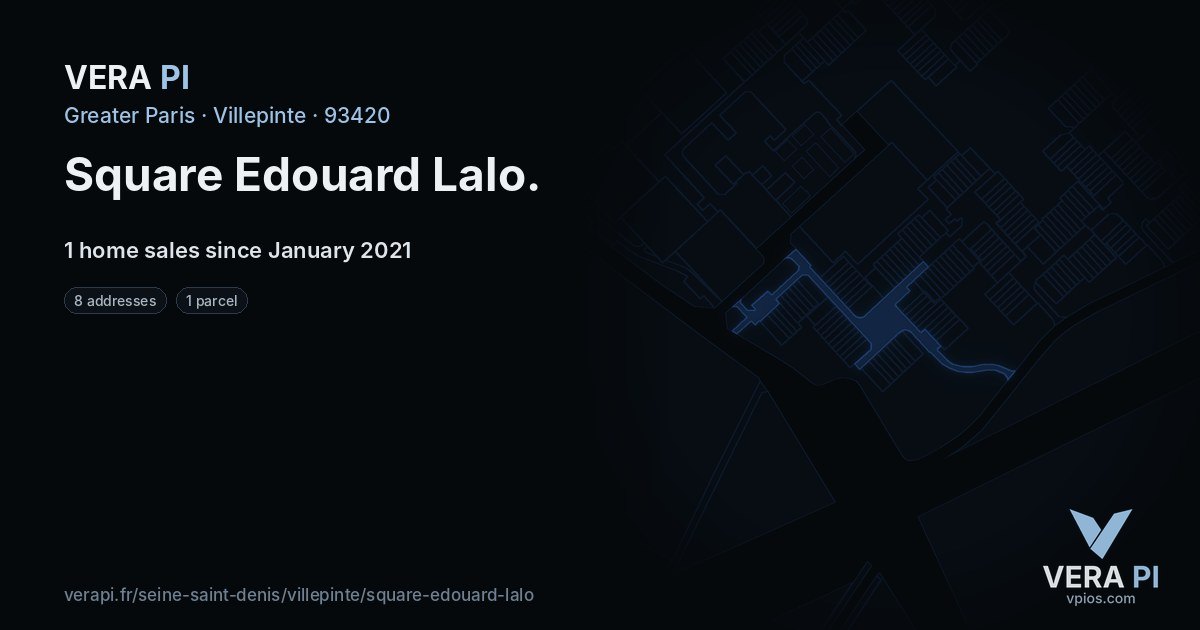 Square Edouard Lalo, Villepinte at night – every parcel coloured by the prices around it, the street's own parcels lit