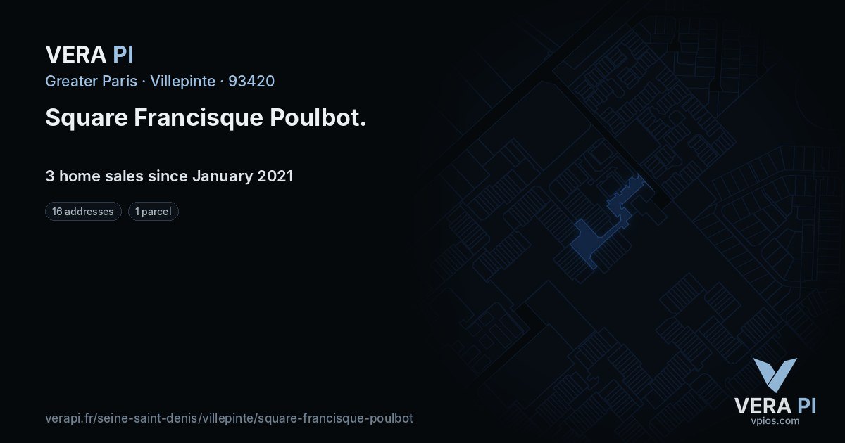 Square Francisque Poulbot, Villepinte at night – every parcel coloured by the prices around it, the street's own parcels lit