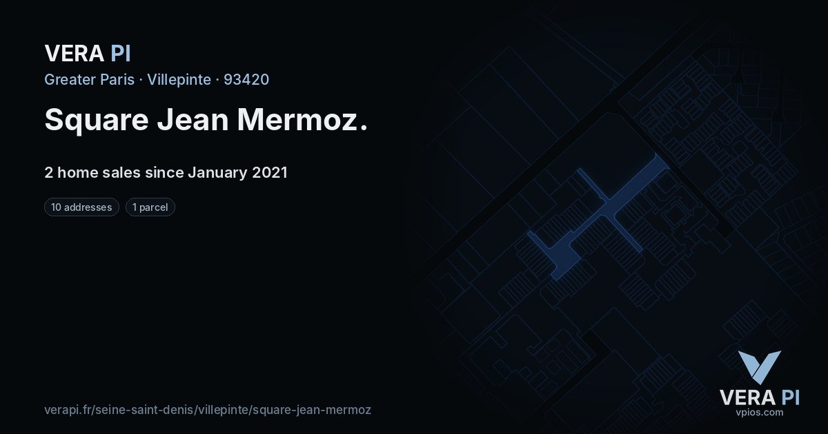 Square Jean Mermoz, Villepinte at night – every parcel coloured by the prices around it, the street's own parcels lit