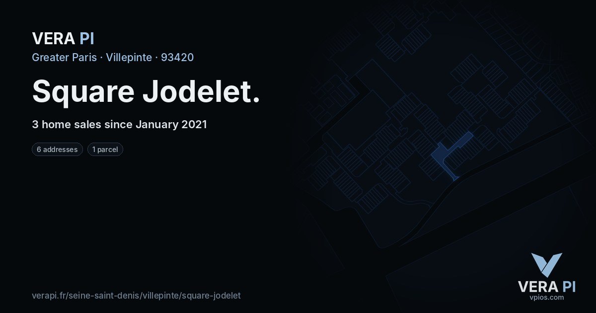 Square Jodelet, Villepinte at night – every parcel coloured by the prices around it, the street's own parcels lit