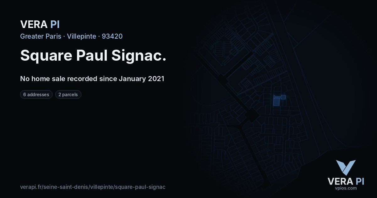 Square Paul Signac, Villepinte at night – every parcel coloured by the prices around it, the street's own parcels lit