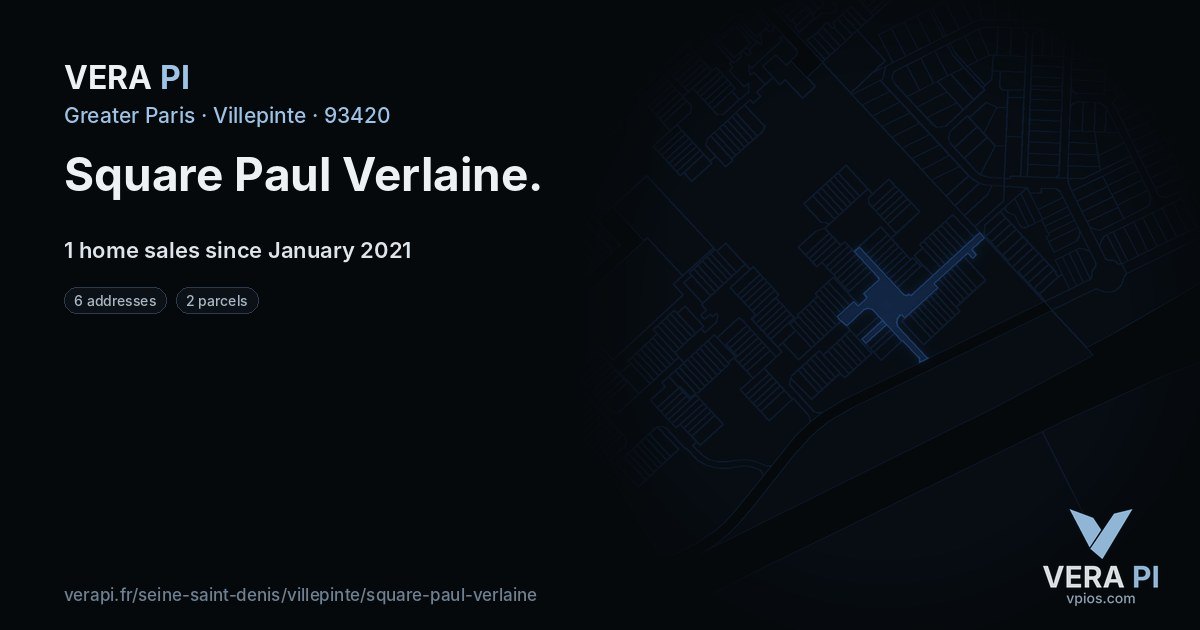 Square Paul Verlaine, Villepinte at night – every parcel coloured by the prices around it, the street's own parcels lit
