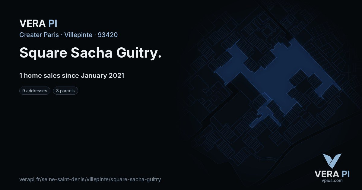 Square Sacha Guitry, Villepinte at night – every parcel coloured by the prices around it, the street's own parcels lit