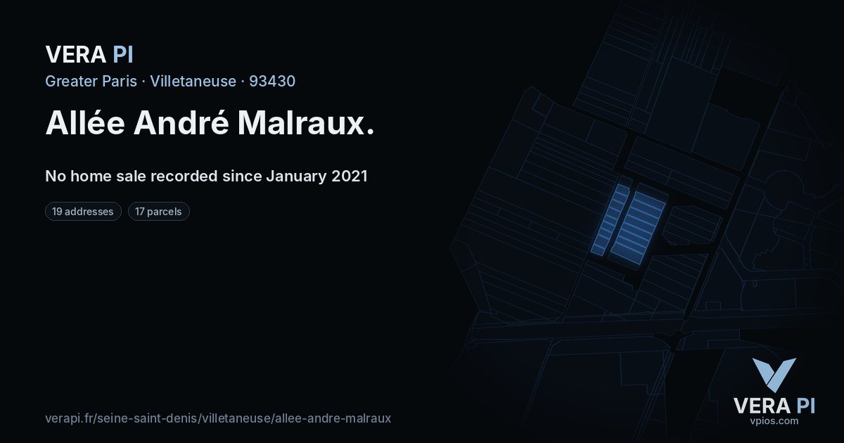 Allée André Malraux, Villetaneuse at night – every parcel coloured by the prices around it, the street's own parcels lit