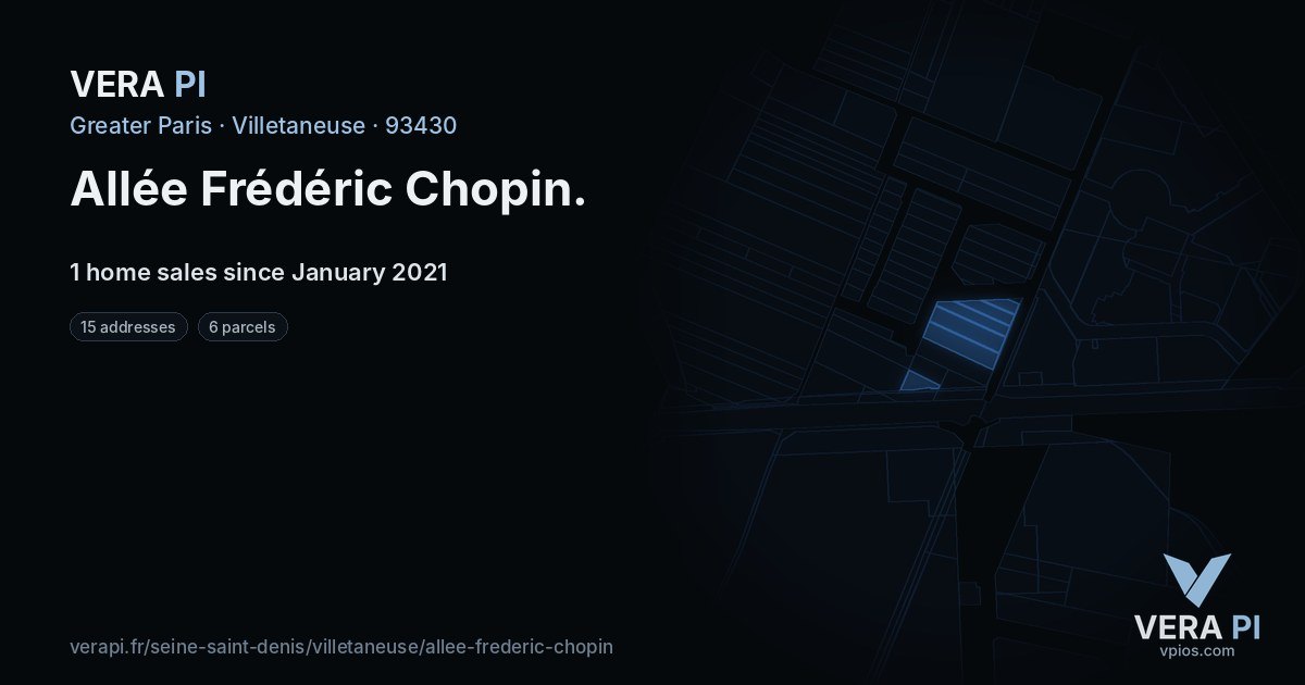 Allée Frédéric Chopin, Villetaneuse at night – every parcel coloured by the prices around it, the street's own parcels lit