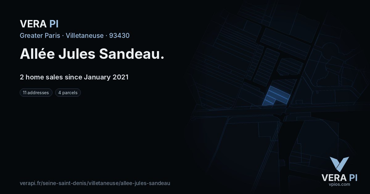 Allée Jules Sandeau, Villetaneuse at night – every parcel coloured by the prices around it, the street's own parcels lit