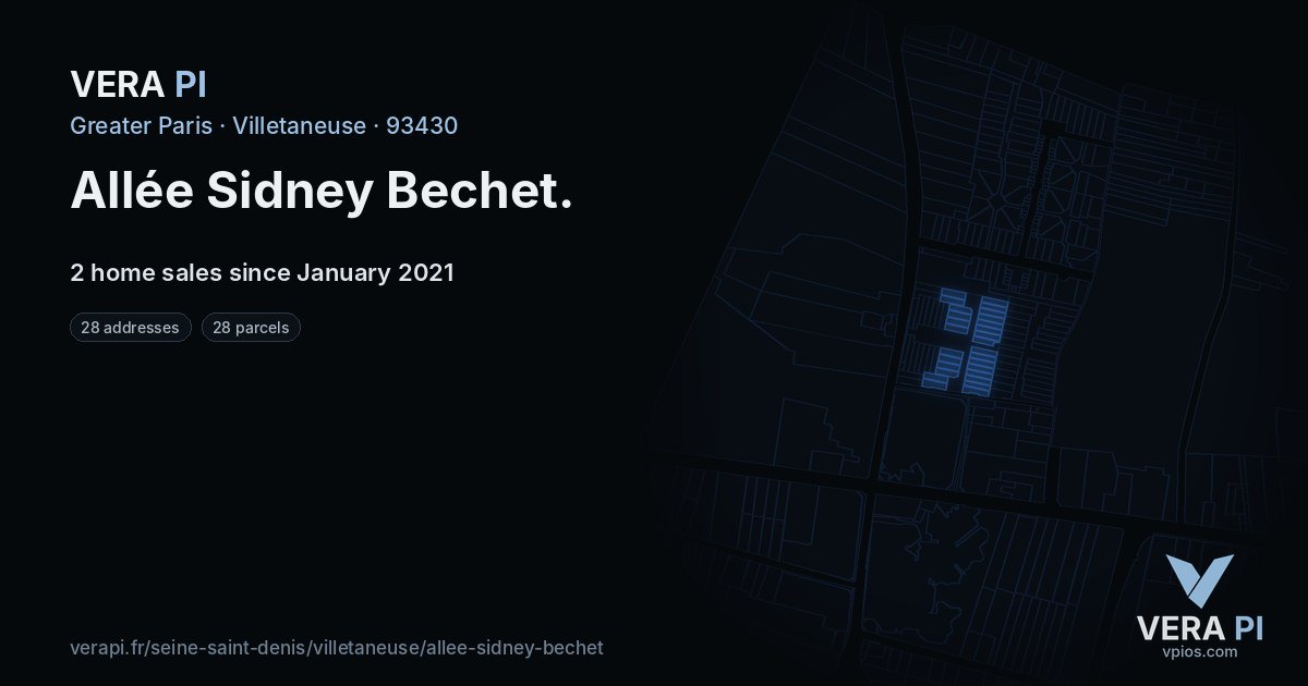 Allée Sidney Bechet, Villetaneuse at night – every parcel coloured by the prices around it, the street's own parcels lit