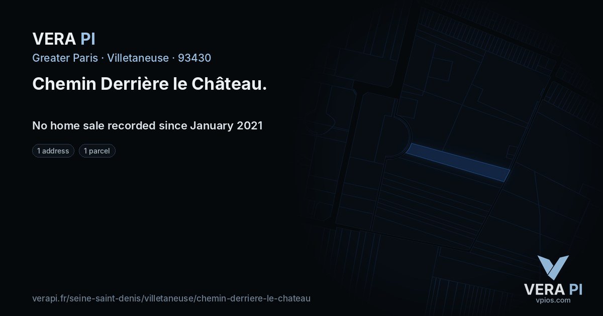 Chemin Derrière le Château, Villetaneuse at night – every parcel coloured by the prices around it, the street's own parcels lit