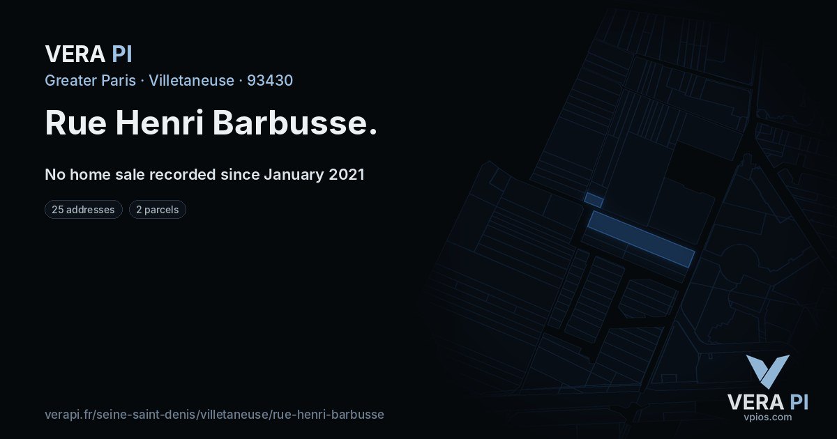 Rue Henri Barbusse, Villetaneuse at night – every parcel coloured by the prices around it, the street's own parcels lit